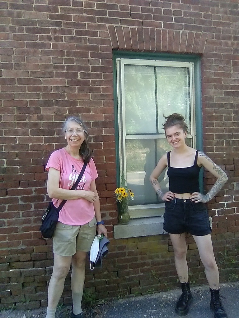 Isabelle, our current resident artist, right, with our director, Julia Ferrari, left.